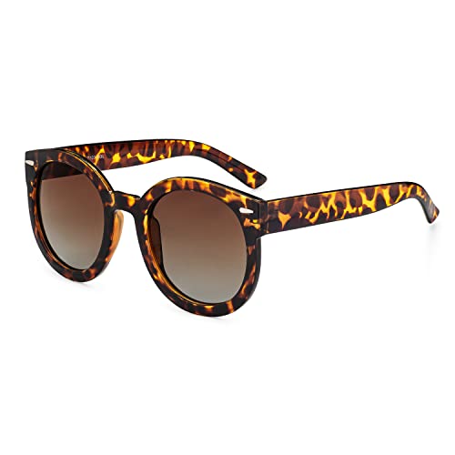 grinderPUNCH Oversized Sunglasses For Women Round Circle Oversized Mod Fashion Tortoise - Image 3