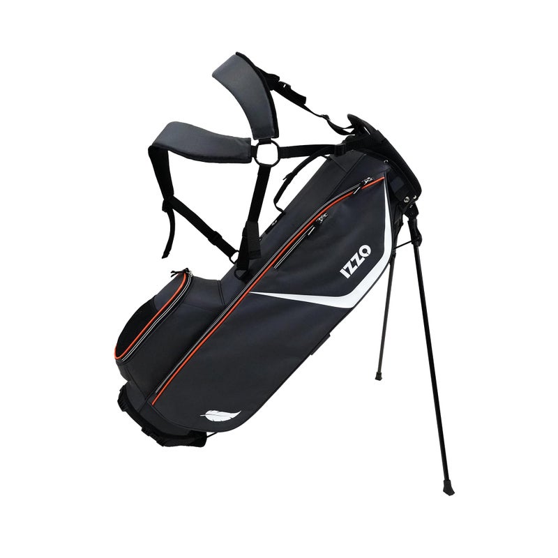 Izzo Golf Ultra-Lite Stand Golf Bag with Dual-Straps & Exclusive Features, Grey/Orange, 3.2 pounds - Image 2