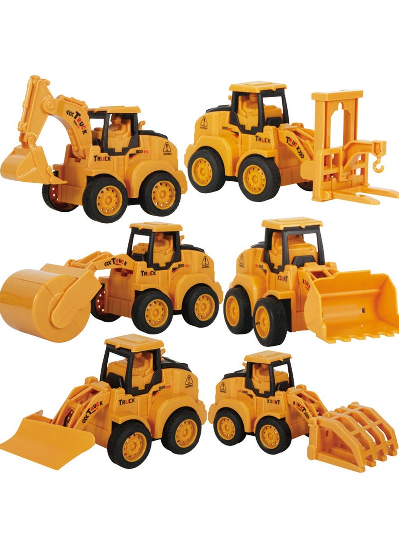 مجموعة مكونة من 6 قطع تعمل بالدفع والانزلاق لودر أطفال بالريموت كنترول سلسلة سيارات لعبة للأطفال حفارة جرافة ممزق المنتزع رافعة دوارة سيارة لعبة للأطفال - Image 1