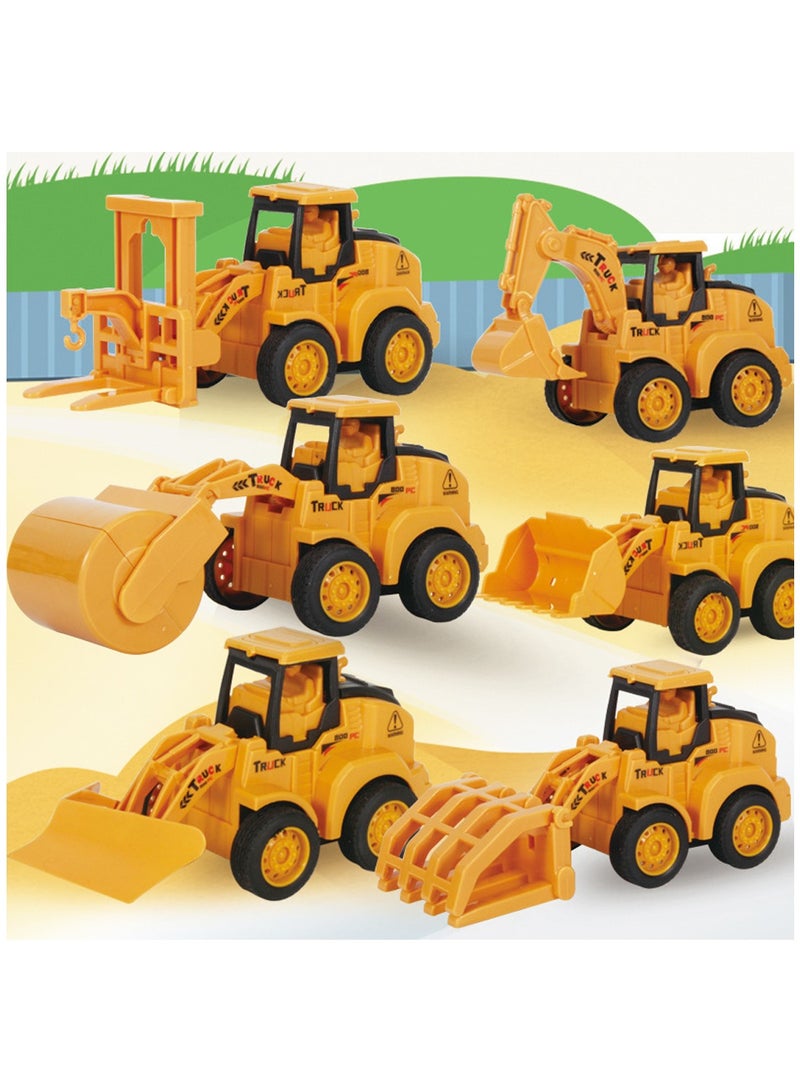 مجموعة مكونة من 6 قطع تعمل بالدفع والانزلاق لودر أطفال بالريموت كنترول سلسلة سيارات لعبة للأطفال حفارة جرافة ممزق المنتزع رافعة دوارة سيارة لعبة للأطفال - Image 2