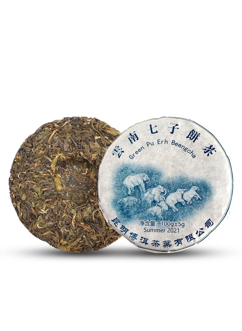 Tealand Sheng Puer Elephant 2021 – Raw Chinese Puer Tea Cake from Yunnan, 100g Beeng Cha - Image 1