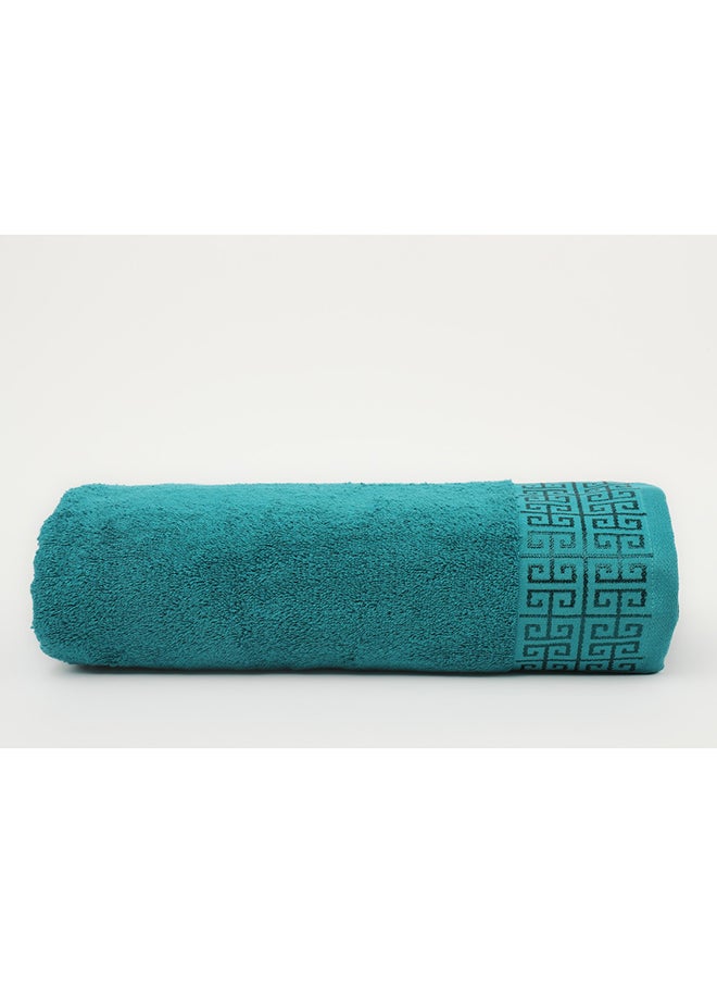 White Rose Towel GREEKY S - 500 GSM - 100% Cotton Terry - Jacquard Border- 1 Bath Sheet 80x160 cm- Luxury Touch - Extra Absorbent-Turquoise  - Image 3