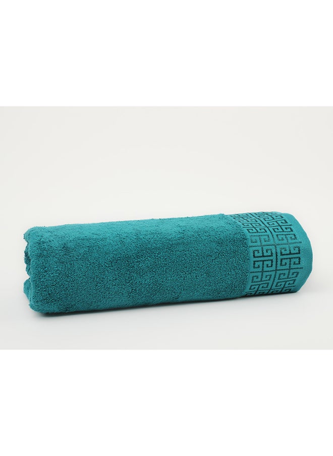 White Rose Towel GREEKY S - 500 GSM - 100% Cotton Terry - Jacquard Border- 1 Bath Sheet 80x160 cm- Luxury Touch - Extra Absorbent-Turquoise  - Image 5