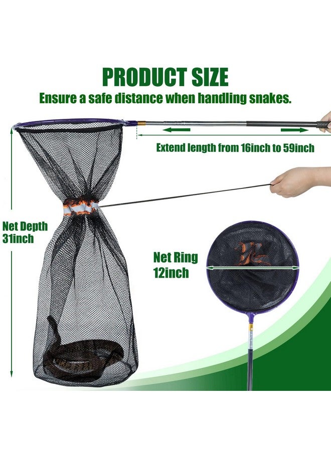 IC ICLOVER IC ICLOVER Snake Catcher Net, Snake Grabber Handling Tool, Snake Catching Net with Telescopic Pole, Adjustable Snake Capture Stick, Rattle Snake Catching and Transport Picker, Extended from 16" to 59"  - Image 2