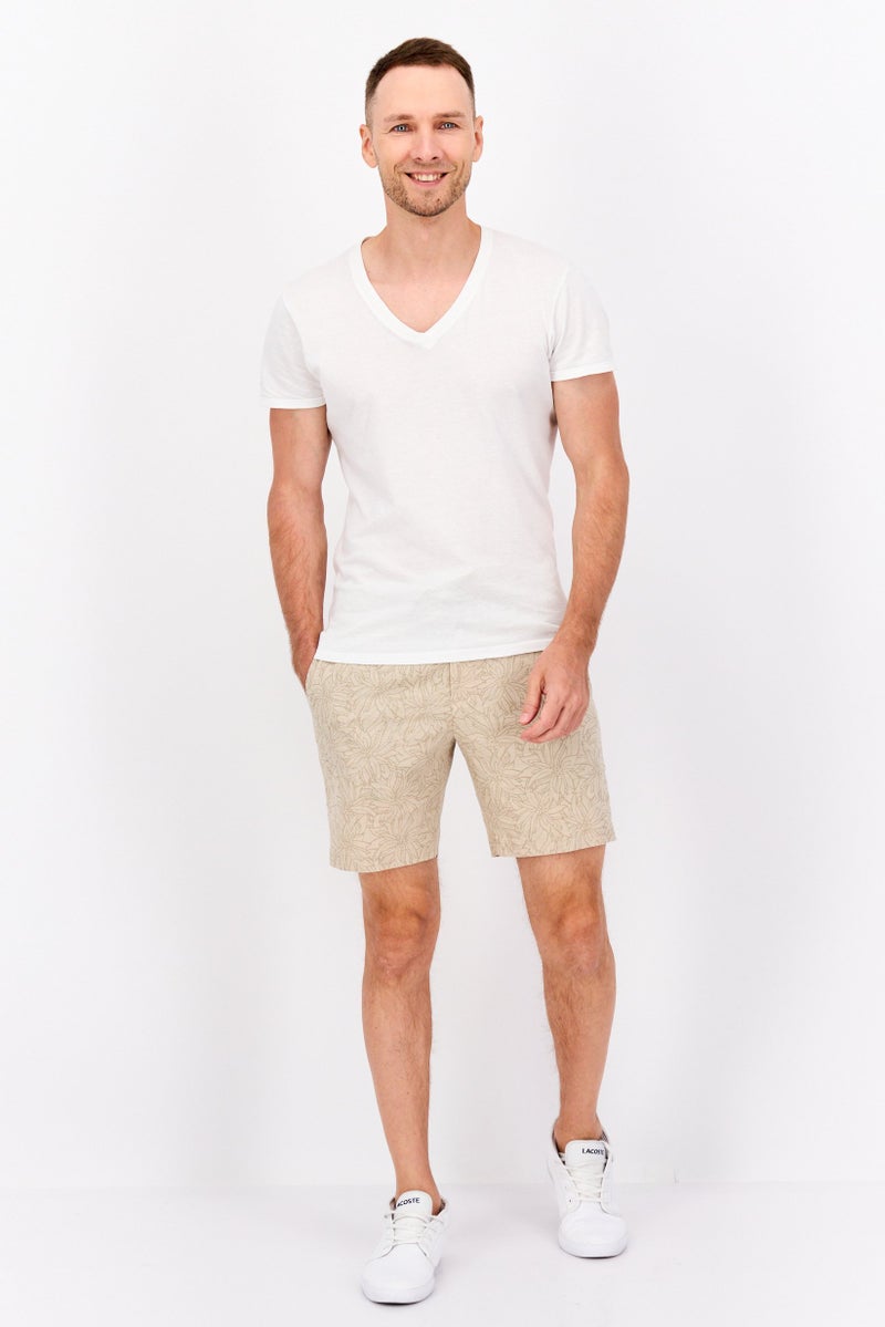PERRY ELLIS Men Floral Print Basic Shorts, Beige  - Image 4