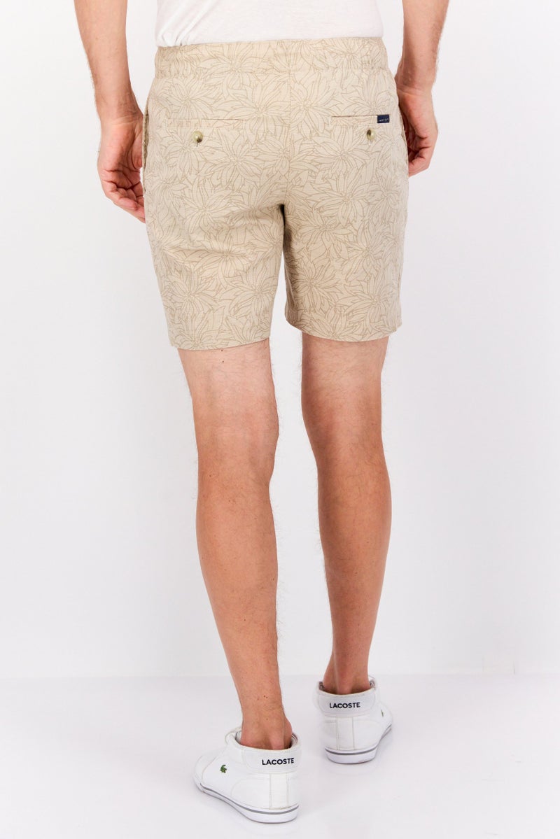 PERRY ELLIS Men Floral Print Basic Shorts, Beige  - Image 3
