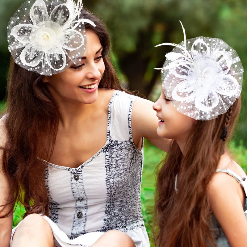 Stegosaurus Fascinators for Women, Tea Party Hats for Women Women's Fascinator HeadbandHair Clip for Wedding Cocktail White - Image 5