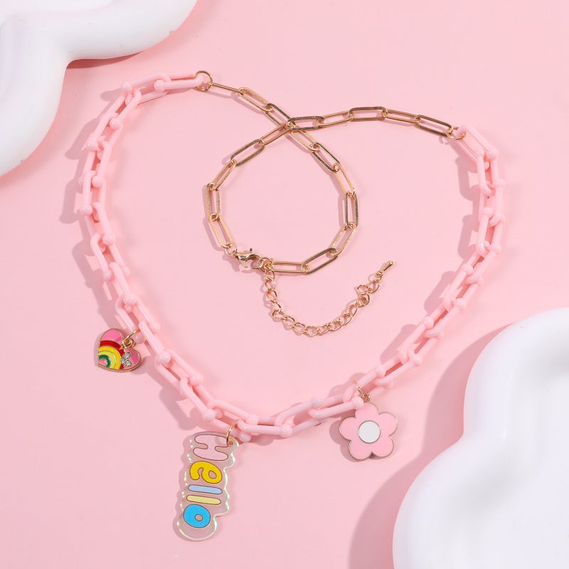 Children'S Acrylic Flower Love Necklace Princess Acrylic Open Chain Necklace Spot - Image 2