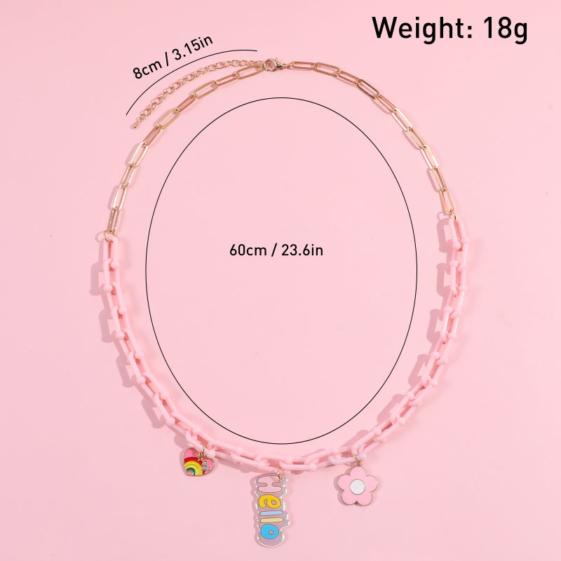 Children'S Acrylic Flower Love Necklace Princess Acrylic Open Chain Necklace Spot - Image 3
