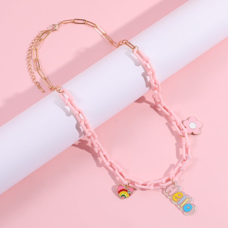 Children'S Acrylic Flower Love Necklace Princess Acrylic Open Chain Necklace Spot - Image 4