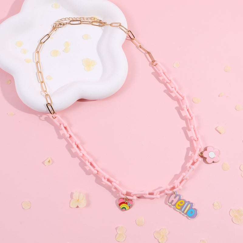 Children'S Acrylic Flower Love Necklace Princess Acrylic Open Chain Necklace Spot - Image 5
