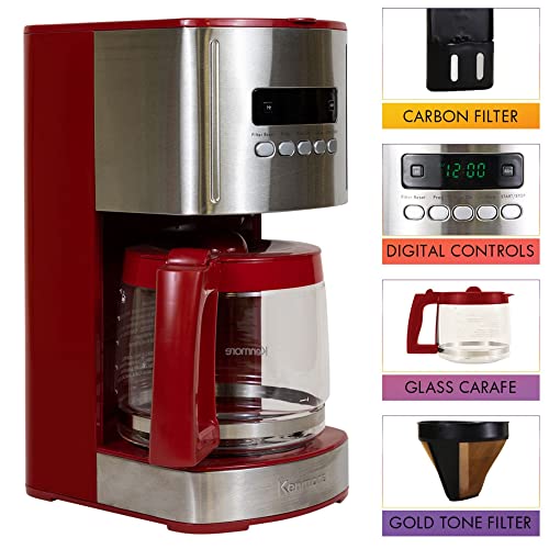 Kenmore كينمور 40707 ماكينة قهوة قابلة للبرمجة سعة 12 كوب باللون الأحمر - Image 4
