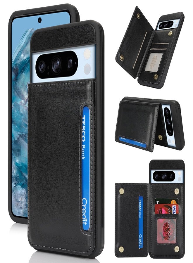 iCoverCase Compatible with Google Pixel 8 Pro Case with Card Holder, Wallet Phone Case for Women Men [RFID Blocking] PU Leather Protective Wallet Case for Pixel 8 Pro (Black) - Image 1