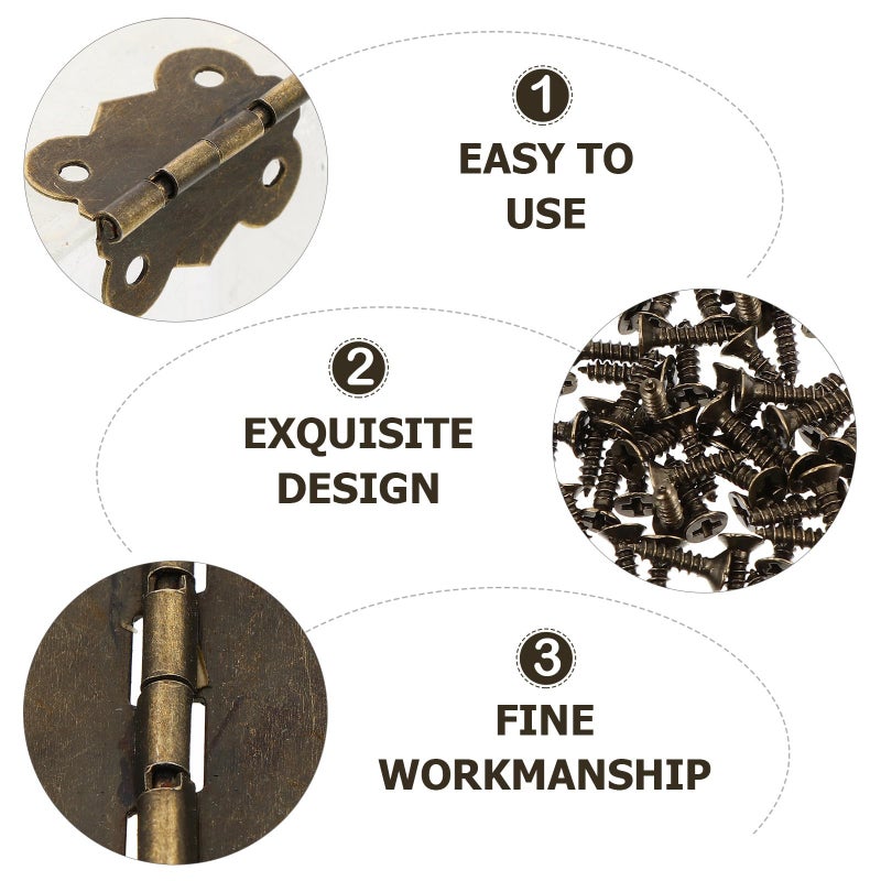 Antique Bronze Mini Butterfly Hinges 40pcs 30x27mm For Wooden Box Cabinet Furniture DIY - Image 4
