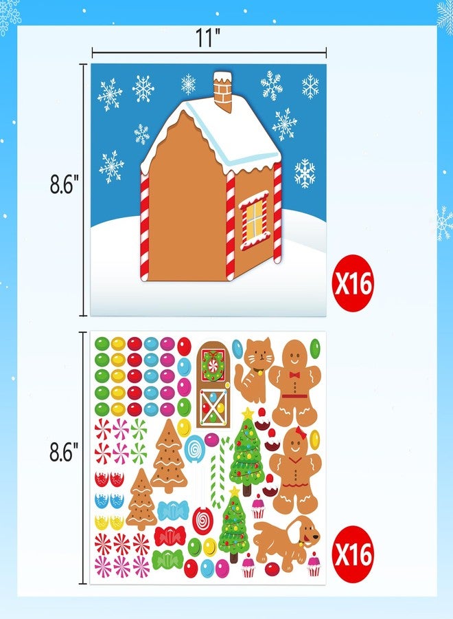 jollylife 32PCS Make-a-Gingerbread House Stickers for Kids - Christmas Party Game/Craft/Activity/Favor/Supplies - 16 Finished Products - Image 3