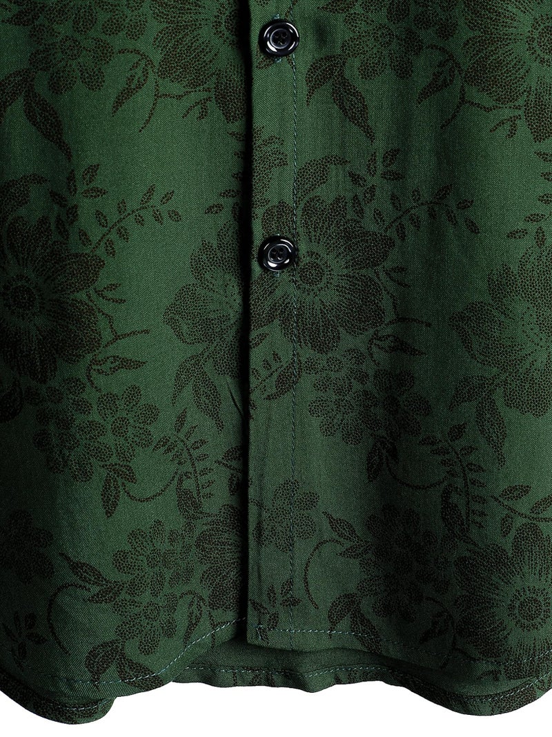 JOTOOK Mens Hawaiian Shirt Short Sleeve Button Down Tropical Shirts Casual Floral Summer Beach Shirt Button Up Shirt X-Large GreenFlower - Image 5