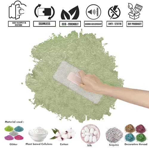 ALOXE Liquid Wallpaper for Walls Décor (2kg) | Easy to Apply Plant Based Eco Friendly Wall Décor with 110sqft Coverage New Age Seam Less Finish Decorative Wall Covering (ArtLine-B-056-Matte Green) - Image 3