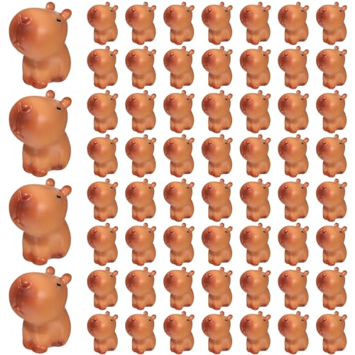 Simgoing 50 Pcs Mini Capybara Resin Figurines Miniature Animal Figures Capybara Cake Topper and Party Decorations Garden Landscape Accessories Craft Gifts Brown - Image 1