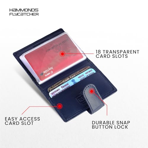 HAMMONDS FLYCATCHER Genuine Leather Card Holder Wallet for Man & Women, RFID Protected ATM/Credit Card Holder Wallet for Men with 18 Slots, Gift for Men, Father, Husband, Boyfriend - Blue - Image 3