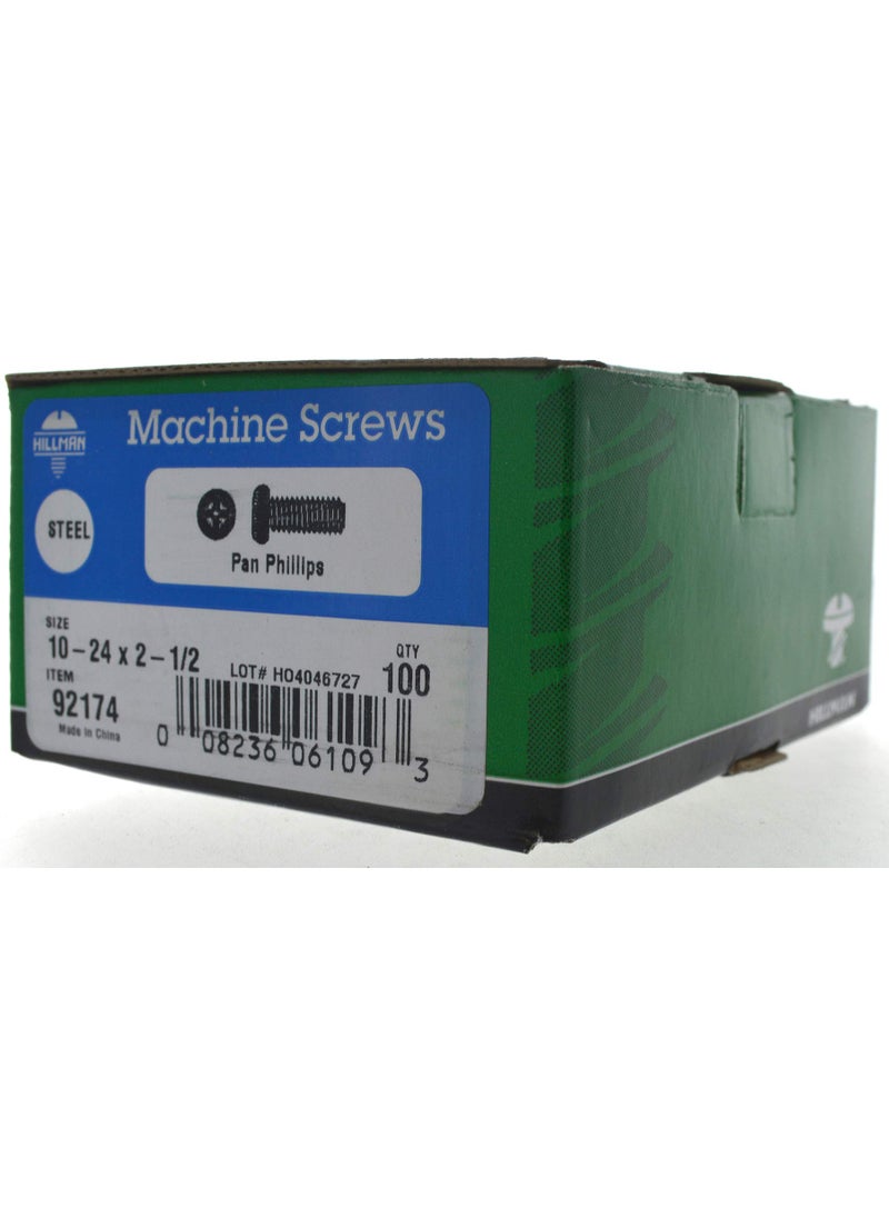 Hillman Hillman 92174 Zinc Pan Head Phillips Machine Screws (#10-24 x 2-1/2") - 100 Pieces  - Image 3