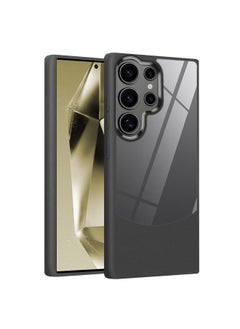 Zaboon For Samsung Galaxy S25 Ultra 5G Litchi Texture TPU Hybrid Acrylic Phone Case(Black) 