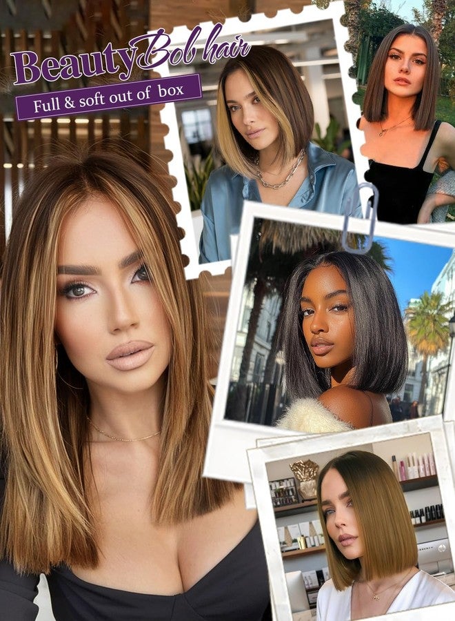 Nostalgia NOSTLAGIA Glueless Wigs Pre Plucked Pre Cut for Beginners Synthetic Lace Front Wigs for Women,Black Wig for Women 14 Inch Short Bob Lace Hairline Middle Part for Daily Party 3 Seconds to Wear - Image 4