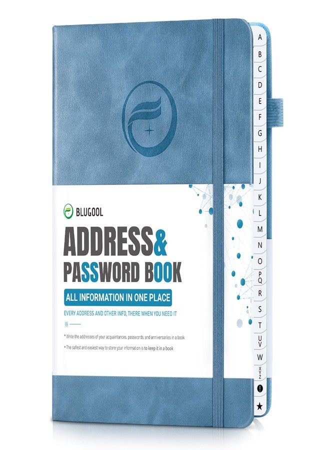 Blugool Address Book with Alphabetical Tabs, Large Hardcover Password Book, Address Organizer Keep Track of Phone Numbers, Special Days, Birthdays, Anniversaries and Notes(7″x 10″, Blue Grey) - Image 1