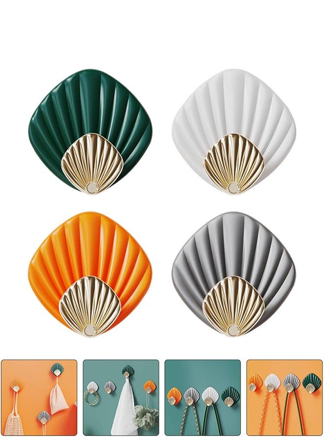 4 Pack Adhesive Hooks, Heavy Duty Decorative Wall Hooks for Hanging, Self Adhesive Wall Hooks for Wall Decorative Key Holder Rack Self Adhesive Wall Hooks for Entryway/ Door/ Bathroom/ Kitchen（4 Color） - Image 1