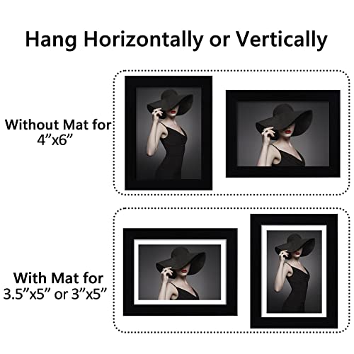 CORE ART 4x6 Black Picture Frame Set of 4,Display Pictures 3.5x5 with Mat or 4 x 6 without Mat,Multi Photo Frames Collage for Wall or Tabletop Display - Image 4