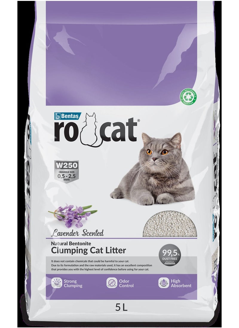 RoCat - White bentonite cat litter lavander scented 5L bag - Image 1