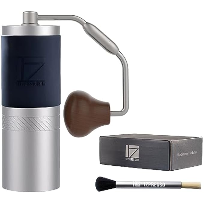 1ZPRESSO J Manual Coffee Grinder Silver Capacity 35G With Assembly Stainless Steel Conical Burr  Numerical Internal Adjustable Setting - Image 1