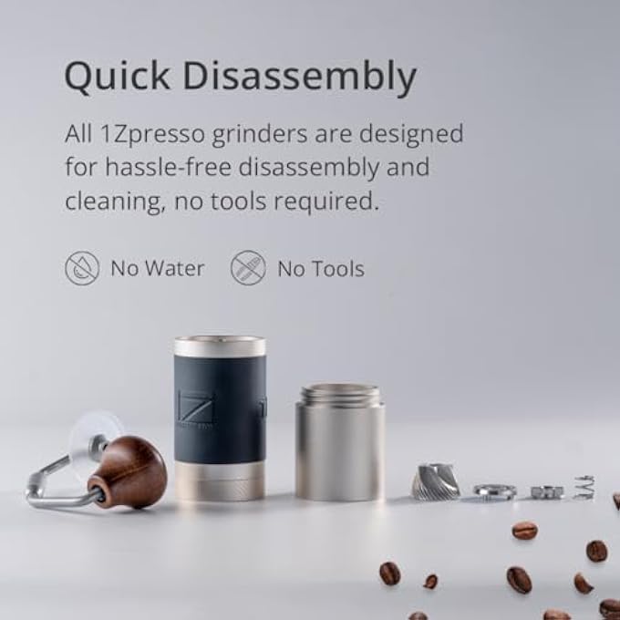 1ZPRESSO J Manual Coffee Grinder Silver Capacity 35G With Assembly Stainless Steel Conical Burr  Numerical Internal Adjustable Setting - Image 5