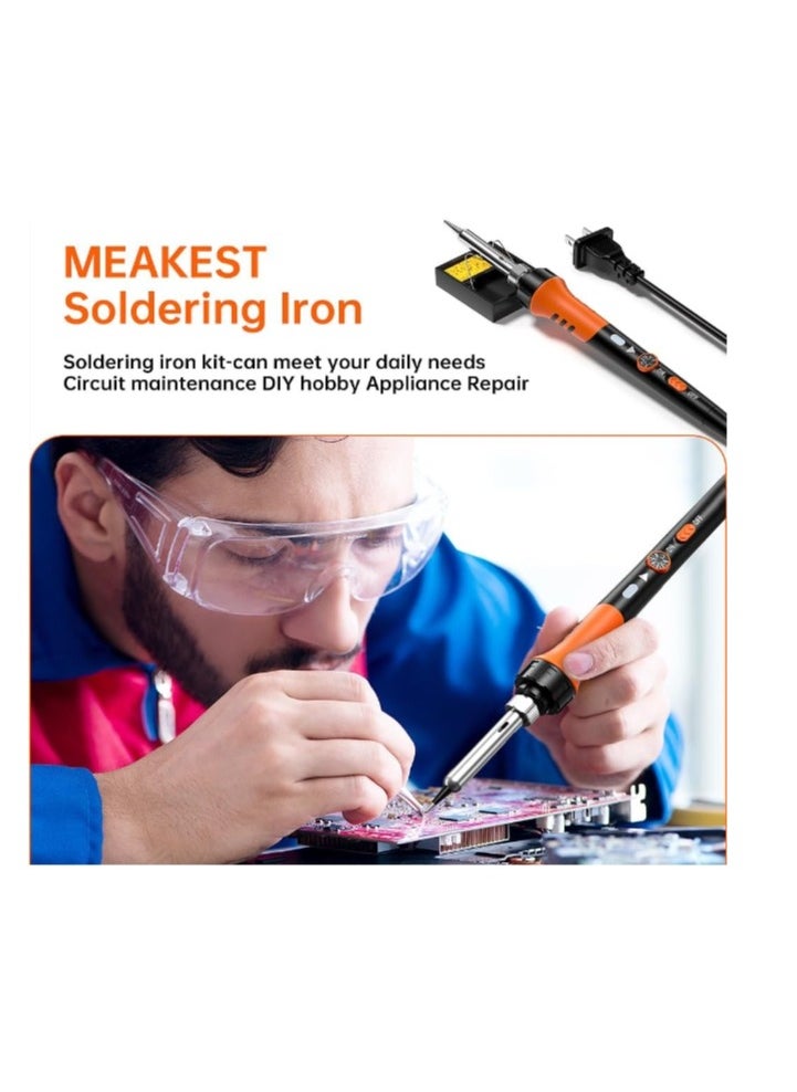 Generic - Soldering Iron Premium Kit, 60W Soldering Gun with Ceramic Heater, 12-in-1 Soldering Tool, Adjustable Temperature 200 to 450°C, Includes Soldering Iron Tip, Solder Wire, Pump and Paste - Image 1