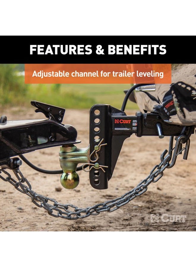 Curt 45900 Adjustable Trailer Hitch Ball Mount, 2-Inch Receiver, 6-Inch Drop, 2 and 2-5/16-Inch Balls, 14,000 lbs, Black - Image 4
