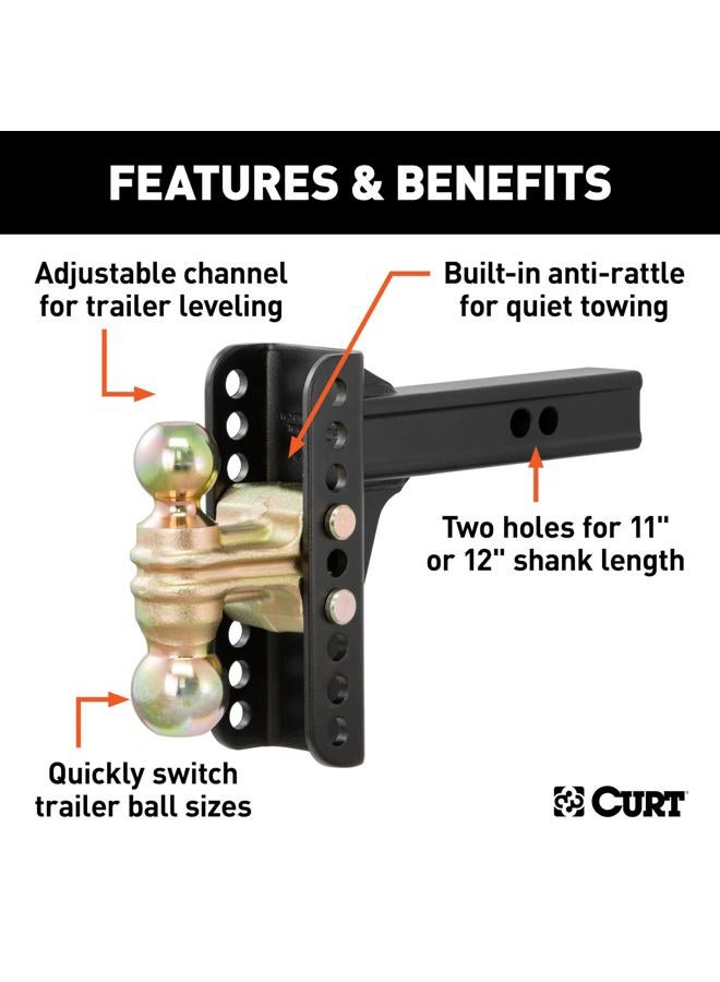 Curt 45900 Adjustable Trailer Hitch Ball Mount, 2-Inch Receiver, 6-Inch Drop, 2 and 2-5/16-Inch Balls, 14,000 lbs, Black - Image 3