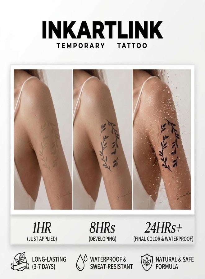 INKARTLINK Large Peach Blossom Temporary Tattoos, Realistic Waterproof - Image 5