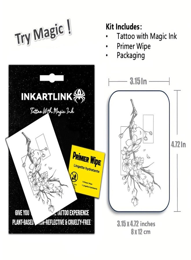 INKARTLINK Large Peach Blossom Temporary Tattoos, Realistic Waterproof - Image 2
