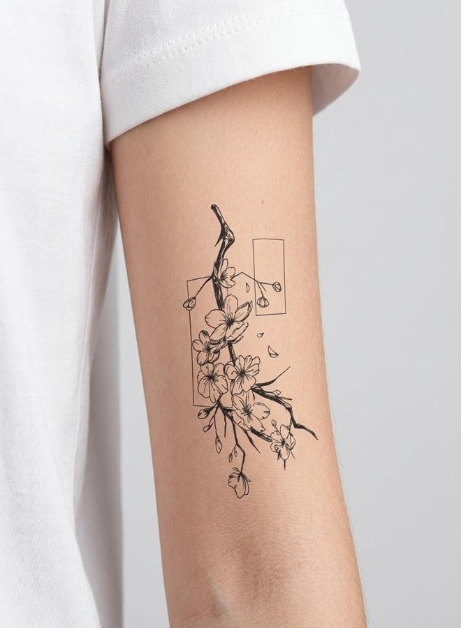 INKARTLINK Large Peach Blossom Temporary Tattoos, Realistic Waterproof - Image 3