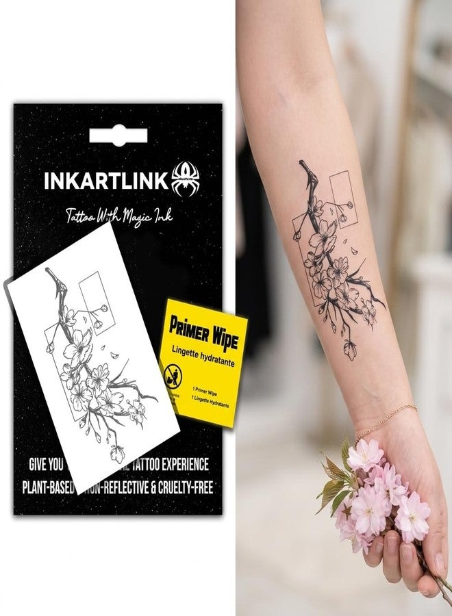 INKARTLINK Large Peach Blossom Temporary Tattoos, Realistic Waterproof - Image 1