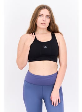 Adidas Women Sportswear Fit Brand Logo Padded Sports Bra, Black  - Image 1
