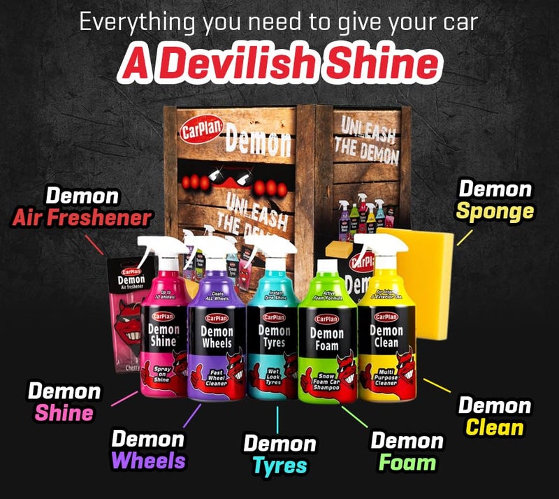 CarPlan Demon 7pc Car Care Gift Pack - Includes Shine, Wheels, Foam, Tyres & More - Image 3