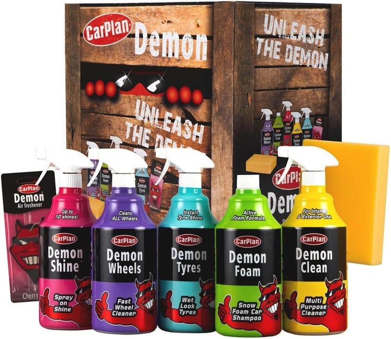 CarPlan Demon 7pc Car Care Gift Pack - Includes Shine, Wheels, Foam, Tyres & More - Image 1