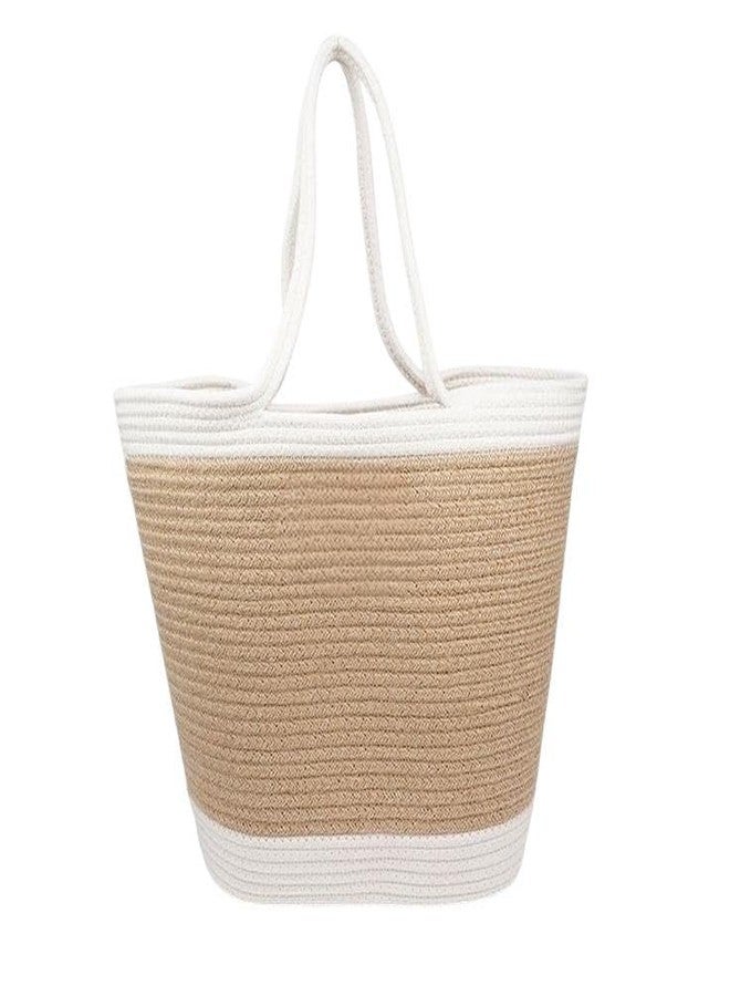 DYARCHY Women's Stylish Cotton Tote Handbag for Office, Travel, College, Vacations & Shopping (White Beige) - Image 1