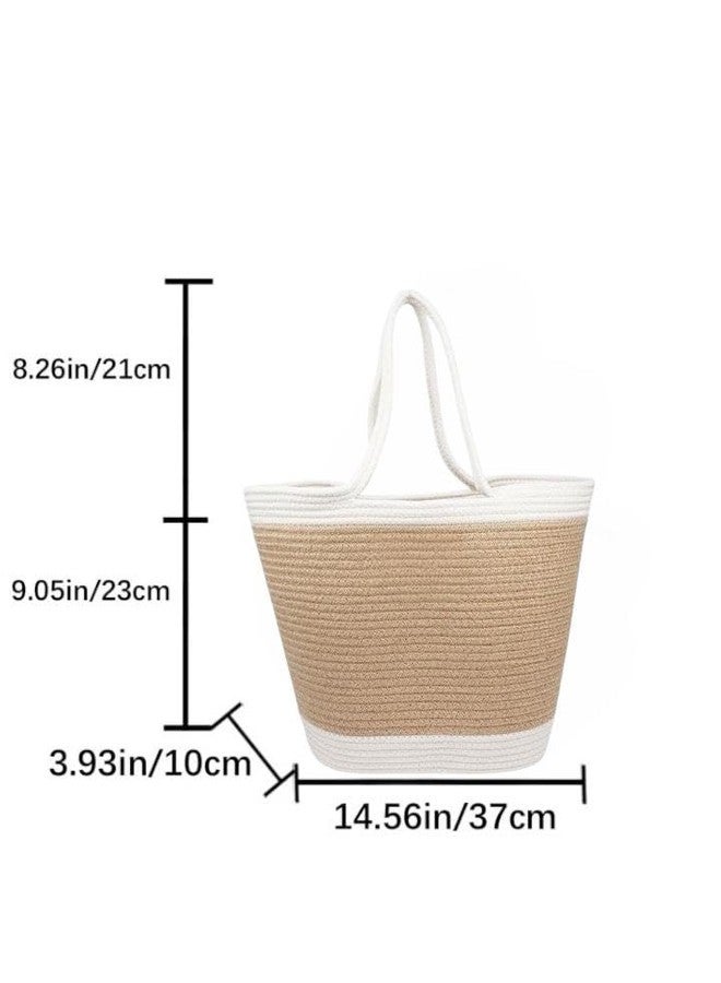 DYARCHY Women's Stylish Cotton Tote Handbag for Office, Travel, College, Vacations & Shopping (White Beige) - Image 4