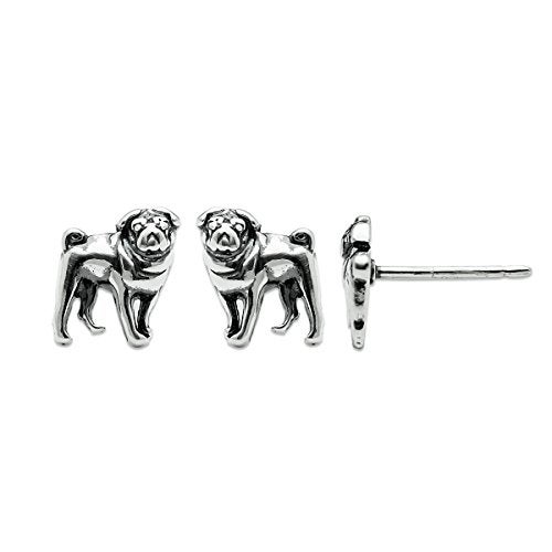 Boma Jewelry Sterling Silver Pug Dog Stud Earrings - Image 2