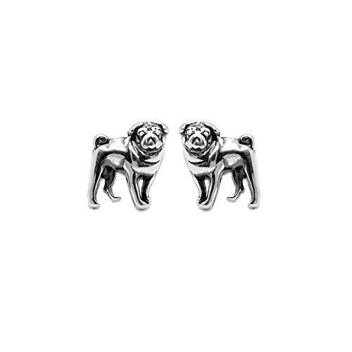 Boma Jewelry Sterling Silver Pug Dog Stud Earrings - Image 1