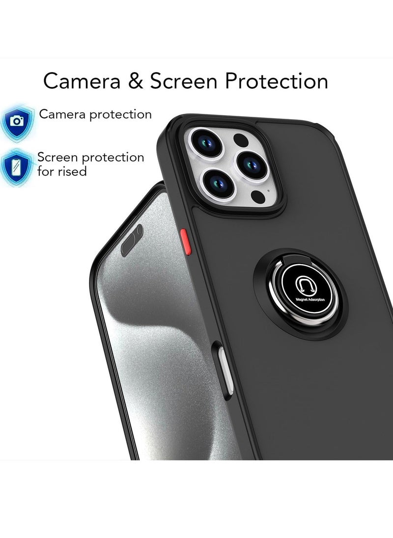JAJEEK iPhone 16 Pro Case Cover – Green Matte Shockproof Bumper with Metal Ring Holder Kickstand & Car Magnetic Mount  - Image 2