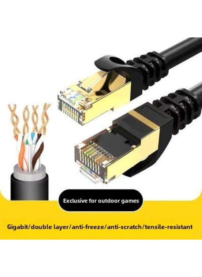 Generic Gigabit Super Six Kinds Of Ultra-fast Network Cable Household 1m5m10m20m Outdoor High-speed Crystal Head Router Network Cable-Color:Double-layer Water-blocking Black [gold-plated Crystal Head] [gigabit Outdoor Only]-Line Length:20m  - Image 1