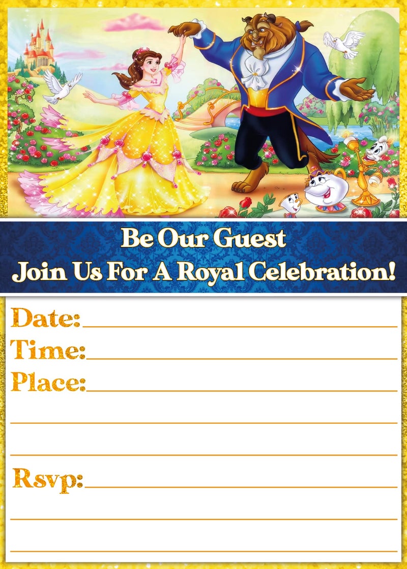 20x Enchanted Rose Birthday Invitations and Envelopes Fillin Happy Birthday Party Invitations for Kids 6X4 Inches Postcard Style