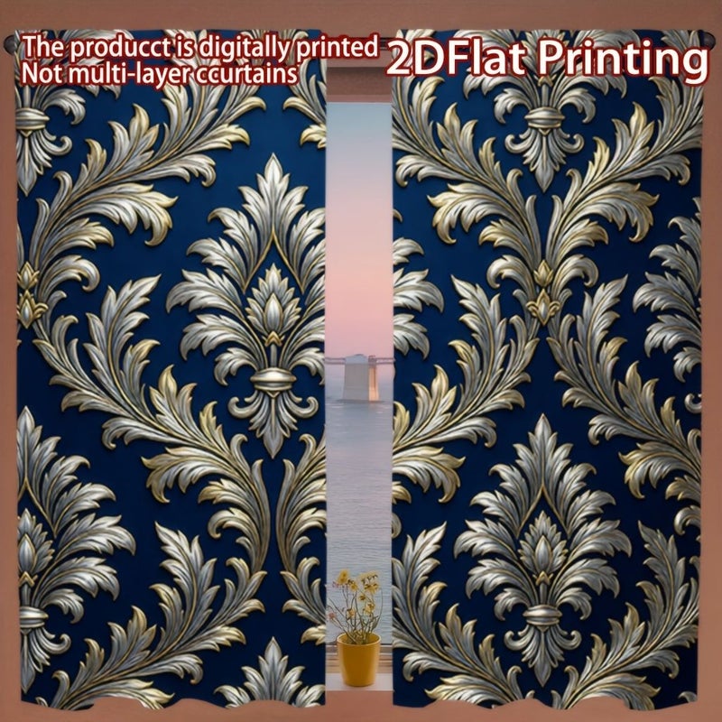 2pcs European Floral Print Curtains 39 37 X 102 36 Inch Soft Light Privacy Protection Rod Pocket Design For Living Room Kitchen Bedroom Study Balcony Hotel Apartment Home Decor - Image 3